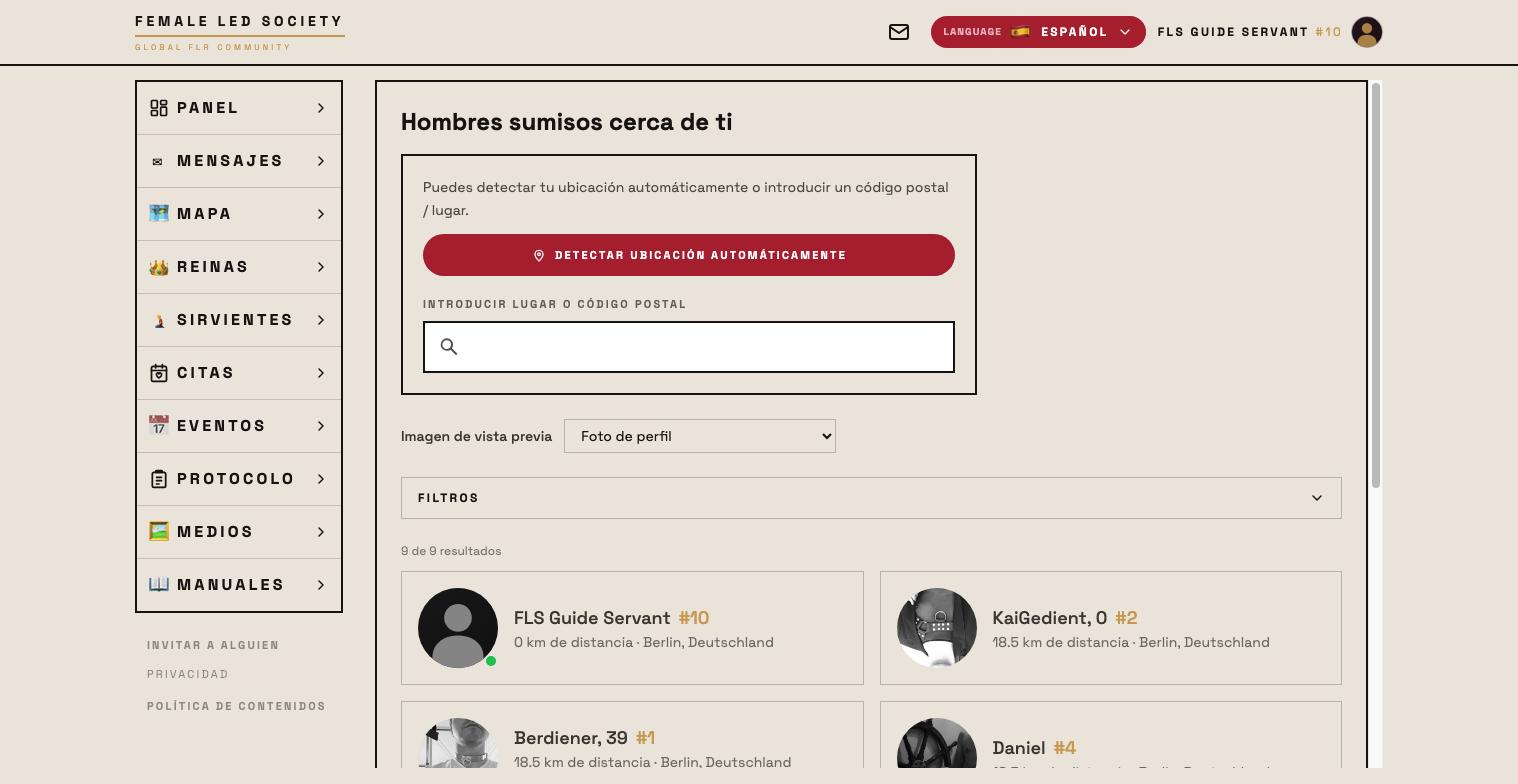 Lista de hombres sumisos cerca de ti