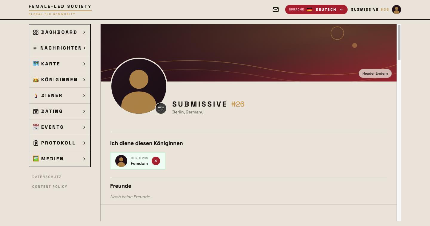Bestätigte Verbindung auf dem Profil des Dieners